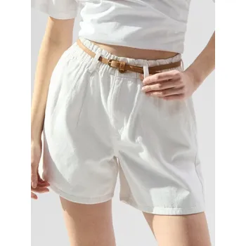 Sinsay - Džínové paperbag šortky s páskem - bílá - 724DB-00J - 724DB-00J-44