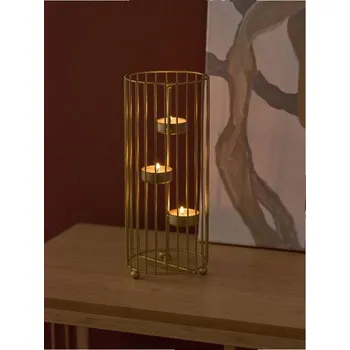 Svícen Sinsay - Dekorativní svícen ve tvaru klece na tři čajové svíčky - zlatá - 206IO-GLD - 206IO-GLD-ONE