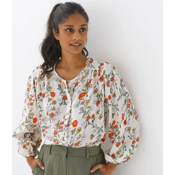 Dámská halenka Halenka s potiskem lučního kvítí režná/khaki 50