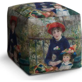 Taburet Sablio Taburet Cube Dvě sestry (Na Terase) - Pierre-Auguste Renoir: 40x40x40 cm