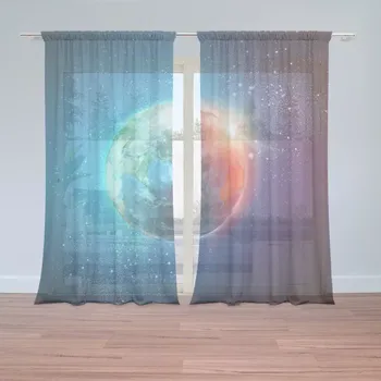 Záclona Sablio Záclony Země ve vesmíru: 2 ks - 150x250 cm - Sablio