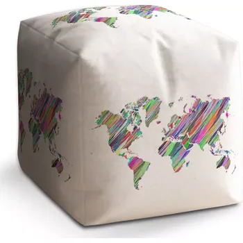 Taburet Sablio Taburet Kostka Barevné světadíly: 40x40x40 cm - Sablio
