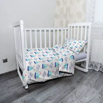 Povlečení Sablio Mikroplyšové povlečení do dětské postýlky Modré lodičky - 100x135 / 40x60