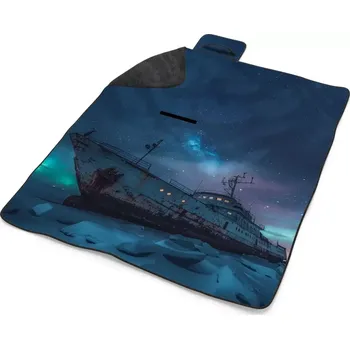 deka Sablio Plážová deka Vrak lodi při polární záři: 200x140 cm