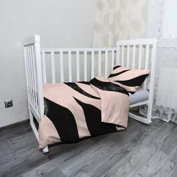 Povlečení Sablio Mikroplyšové povlečení do dětské postýlky Růžový vzor zebry - 100x135 / 40x60