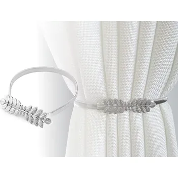 Příslušenství pro záclonu a závěs Sablio Kovová spona na závěsy - listy - stříbrná