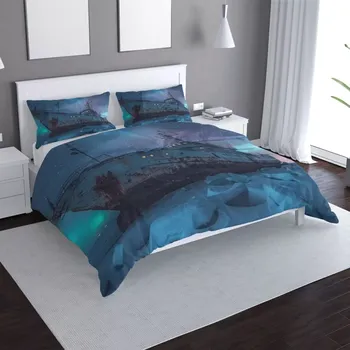 Povlečení Saténové povlečení Vrak lodi při polární záři - Sablio - 140x220 / 90x70