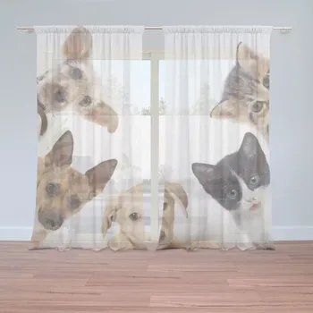 Záclona Sablio Záclony Štěňátka a koťátka: 2 ks - 150x250 cm - Sablio
