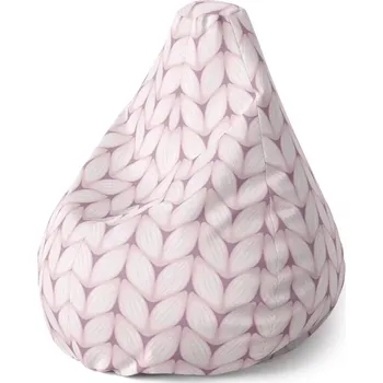 Sedací pytel Sedací vak Pear Bledě růžové pletení - Sablio - 70 x 95 x 15 cm