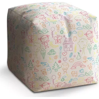 Taburet Sablio Taburet Kostka Barevná školka: 40x40x40 cm - Sablio