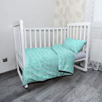 Povlečení Sablio Mikroplyšové povlečení do dětské postýlky Bílé kruhy - 100x135 / 40x60