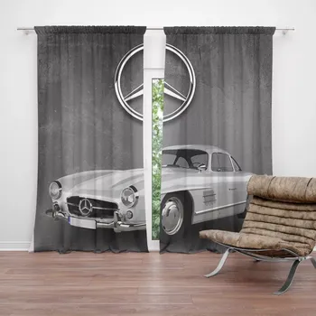 Závěs Sablio Závěsy Mercedes-Benz 300 SL Šedé pozadí: 2ks 140x250cm