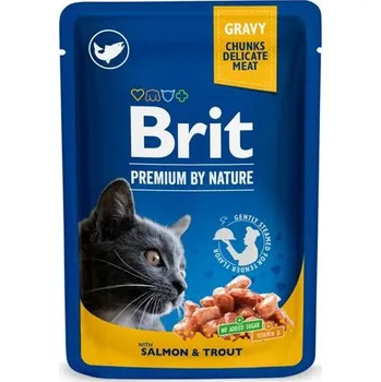 Krmivo pro kočku Brit Premium Cat kapsička Salmon & Trout SET 24x 100 g