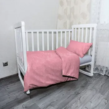 Povlečení Sablio Mikroplyšové povlečení do dětské postýlky Bílé čárky na růžové - 100x135 / 40x60