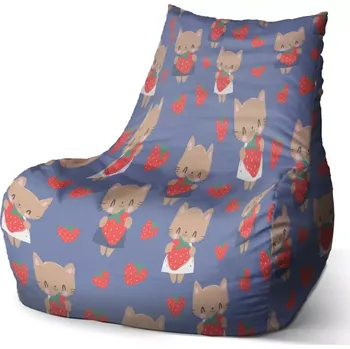 Sedací pytel Sedací vak Bean Kočičky s jahodami - Sablio - 60 x 70 x 70 cm