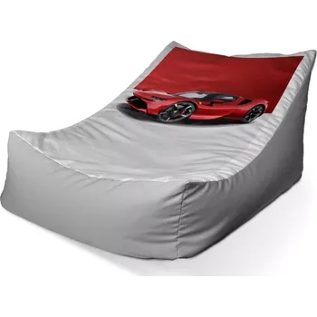 Sedací pytel Sablio Sedací vak Lounge Ferrari na červenobílé - 80 x 95 x 50 cm