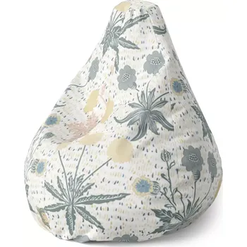 Sedací pytel Sedací vak Pear Šedé květiny - Sablio - 140 x 100 x 25 cm
