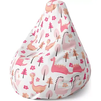 Sedací pytel Sedací vak Pear Růžoví dinosauři - Sablio - 70 x 95 x 15 cm