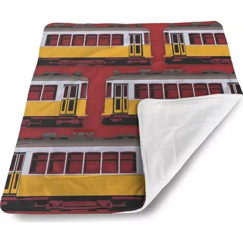 Dětská deka Sablio Dětská deka pro miminko Lisabonské historické tramvaje Červený Pattern - 80x100 cm