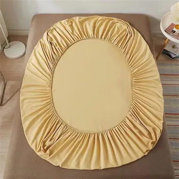 Prostěradlo Bavlněné napínací prostěradlo s gumou | ložní prádlo - žluť , 2dílný povlak na polštář48x74