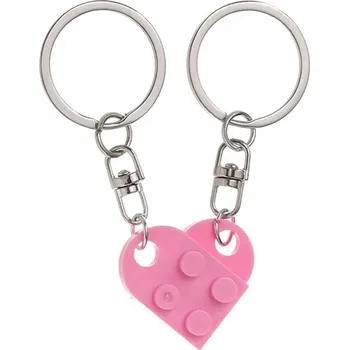 Přívěsek 2 ks Párové klíčenky srdce pro pár | přívěsek - růžová1