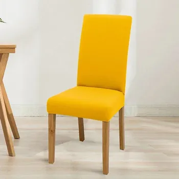 Potah na židli Elastický napínací potah židle | bytové doplňky - Cukrová žlutá , 1 ks potah na židli