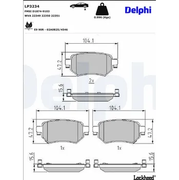 Brzdová destička Sada brzdových destiček, kotoučová brzda DELPHI LP3234