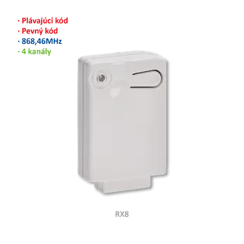 Přijímač interní 4-kanál 868 MHz, pevný nebo plovoucí kód