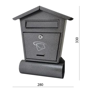 Poštovní schránka DOPRODEJ Poštovní schránka 280x330x50 mm, stříbrná antik, max. formát listu: B6, tunel na noviny ø 70 mm