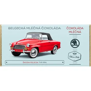 Čokoláda CHOCO POLA - Škoda Felicia, typ 994, Červená - mléčná čokoláda 100g