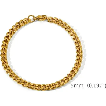 Náramek ocelový řetízkový pánský náramek | šperk - 5mm Zlatá barva , 18,5 cm