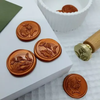 Pečeť Hotová vosková pečeť Kalla 1, barva terakota s perletí, samolepící, 1 kus