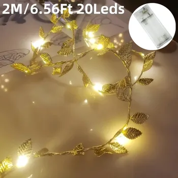 Dekorativní svítidlo Světelný řetěz led světýlka listy | dekorativní osvětlení, světelná girlanda - 2M-20LED