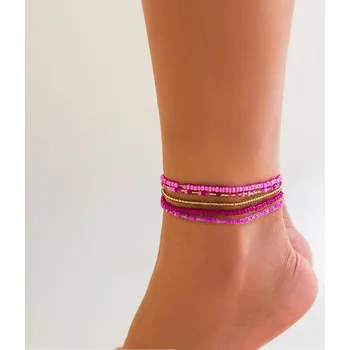 Náramek 5 ls Barevný boho kotníkový náramek se skleněnými korálky | dámský šperk - 3