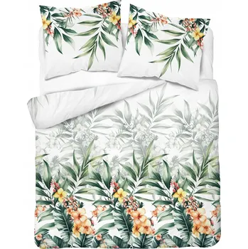 Povlečení SADA POVLEČENÍ 220x200 POVLEČENÍ EXOTICKÉ KVĚTINY PALMOVÉ LISTY 5470A