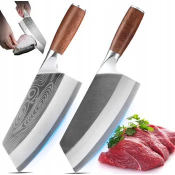 Kuchyňský nůž 2 OSTRÉ KUCHYŇSKÉ SEKÁČKY NŮŽ ŠÉFKUCHAŘE NA MASO, RYBY A ZELENINY Nerezová ocel