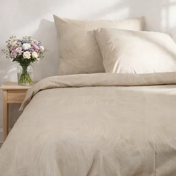 Povlečení Béžový SADA POVLEČENÍ 200x220 měkká bavlna 2 povlaky na polštáře 70x80 home&you