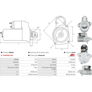 Startér Volnoběžný převod, startér AS-PL Sp. z o.o. SD1027