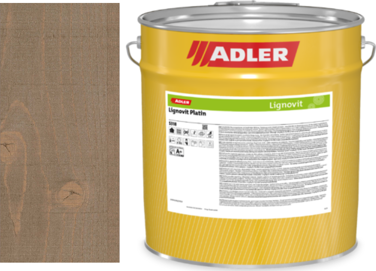 Adler LIGNOVIT PLATIN (Vodouředitelná lazura s metalickým efektem) topasgrau Balení: 4L + dárek k objednávce nad 1000Kč