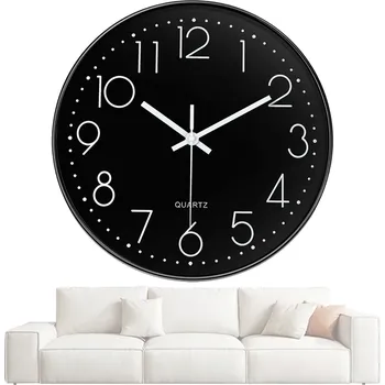 Hodiny Stylowy Czarny Zegar Ścienny 30cm Cichy Moderní Černé Nástěnné Hodiny 30 cm Tiché - Do Obýváku i Kanceláře