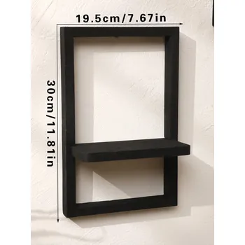 police Černá plovoucí nástěnná police boho | bytová dekorace - nástěnná police MS8969