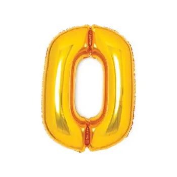Balónek Foliová číslice - zlatá 0 - 66 cm