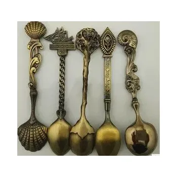 Příbor Vintage dezertní lžičky zinková sada | příbory 5 ks - šedá