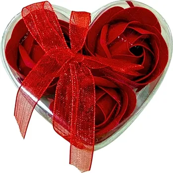 Mýdlo Srdce mýdlové květy růže 3 ks červené