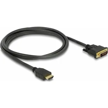 Audio kabel Delock HDMI / DVI kabel Zástrčka HDMI-A, DVI-D 24 plus 1pol. Zástrčka 1.5 m černá 85653 třížilový stíněný, pozlacené kontakty HDMI kabel