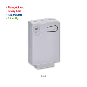 Pohon brány Přijímač interní 4-kanálový, pevný nebo plovoucí kód