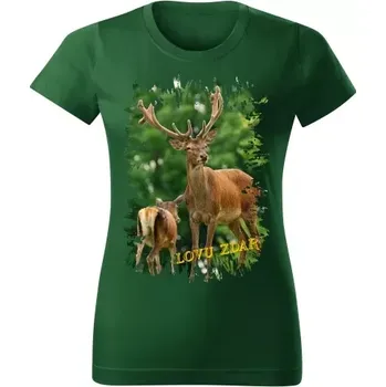 Dámské tričko Moon River Lovu Zdar jelen sika dámské tričko pro myslivce lahvově zelené (myslivecké tričko)