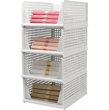 Úložný box Skládací Úložné Boxy 4 Ks Bílý Organizér do Zásuvky