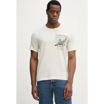 Pánské tričko Bavlněné tričko Aeronautica Militare TS2537UJ00727 béžová 80X, vel. S