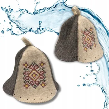 Čepice do sauny – Přírodní, 100% ovčí vlna, Dvoubarevná